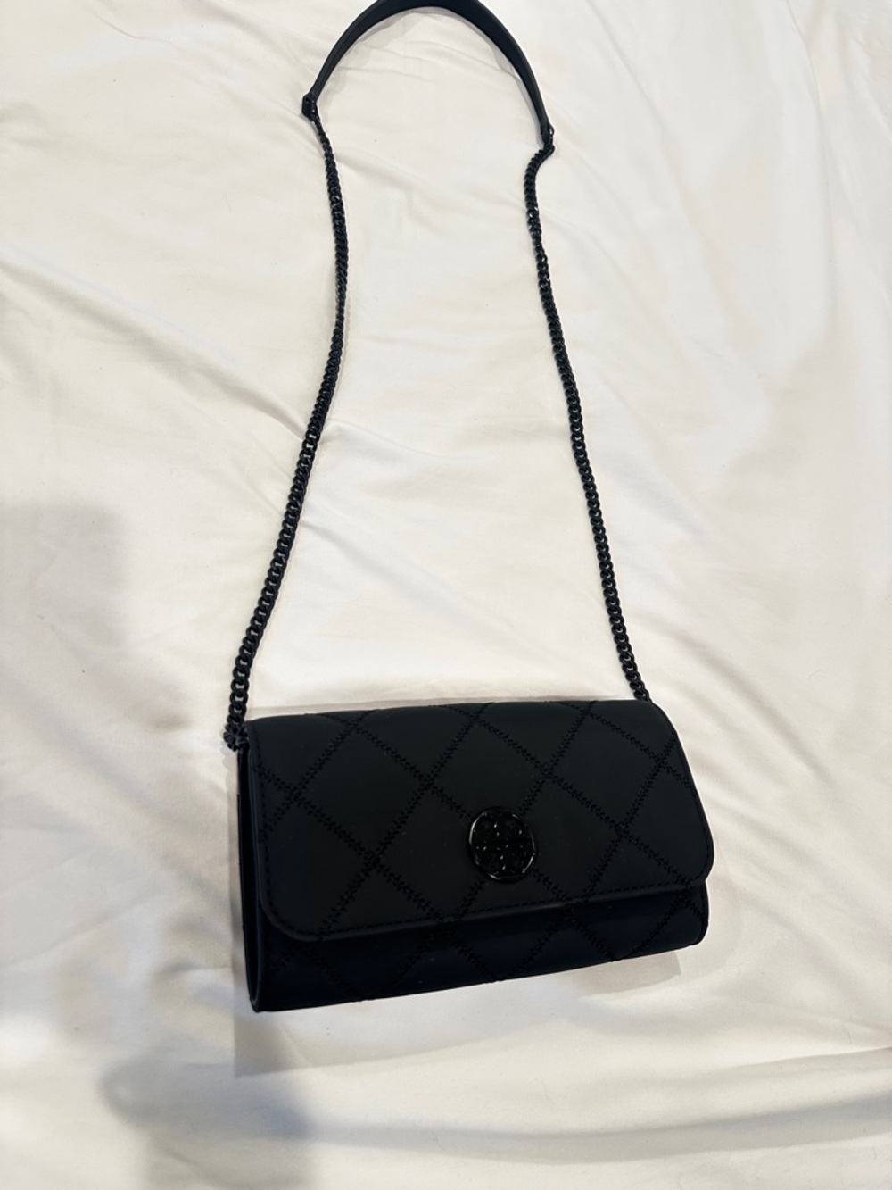 Tory Burch Willa Black Quilted Chain-Shoulder Crossbody wallet purse - Picture 3 of 12